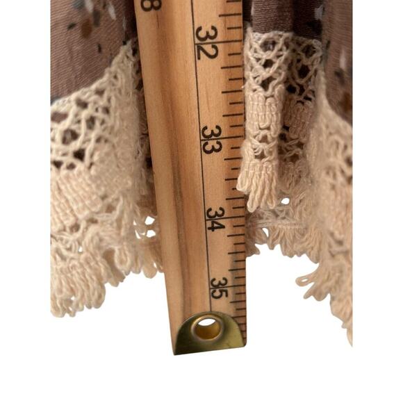 Sacred Threads Dress Size ML Brown Sleeveless Floral Crochet Trim Knee Length - Picture 9 of 11